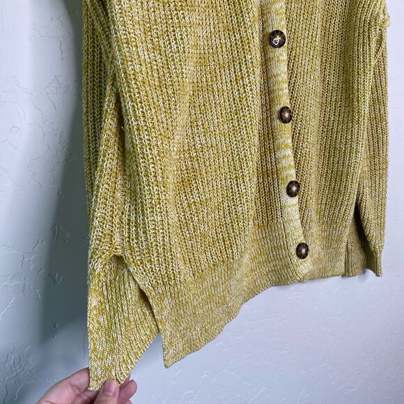 Urban Outfitters BDG Harper Yellow Marled Longline Button Up Cardigan Medium - Picture 7 of 11